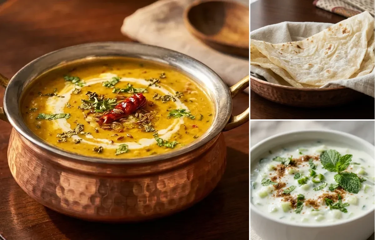 Sultani Dal with Roomali Roti and Cucumber Raita