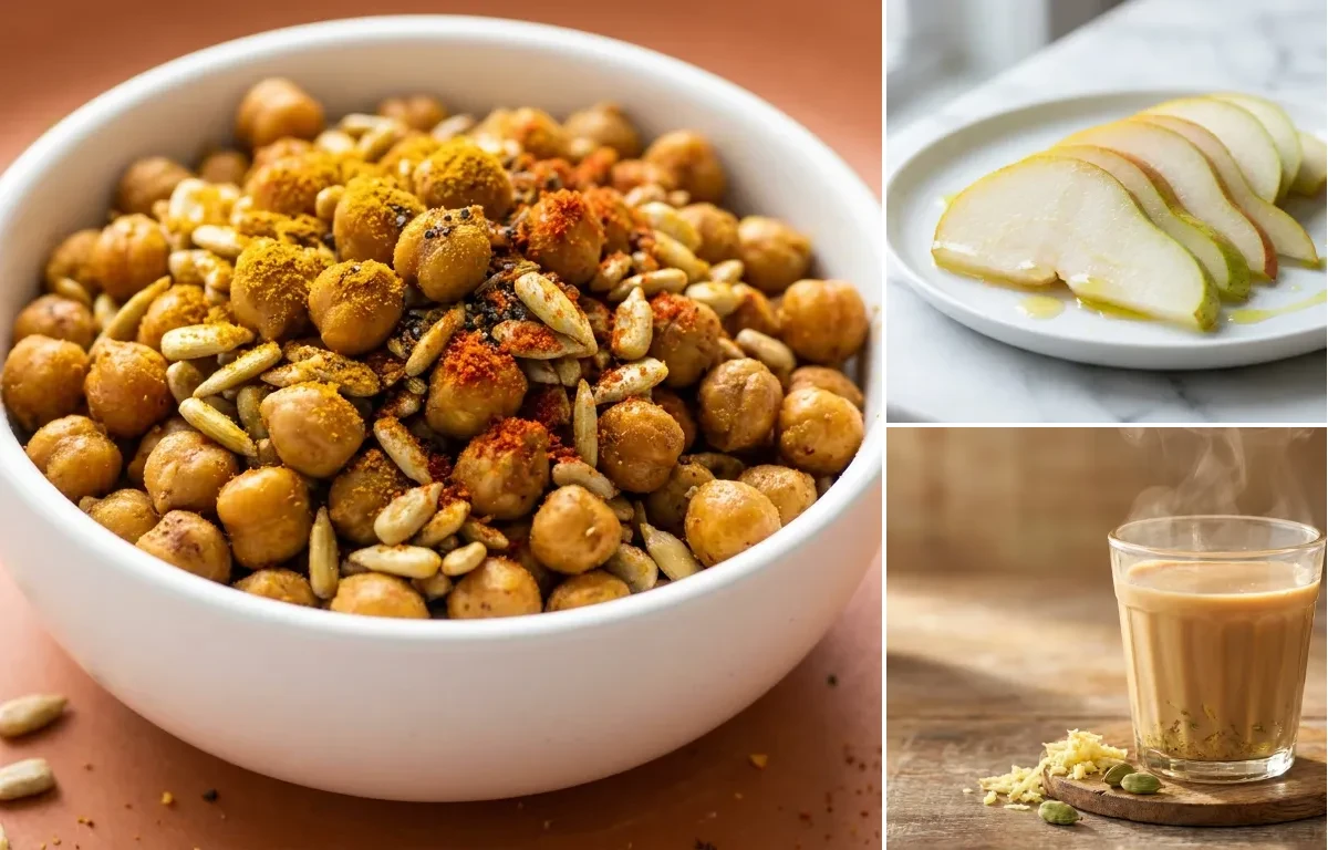 Sunflower Chana Mix with Fresh Pear with Ginger Tea