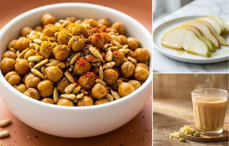 Sunflower Chana Mix with Fresh Pear with Ginger Tea