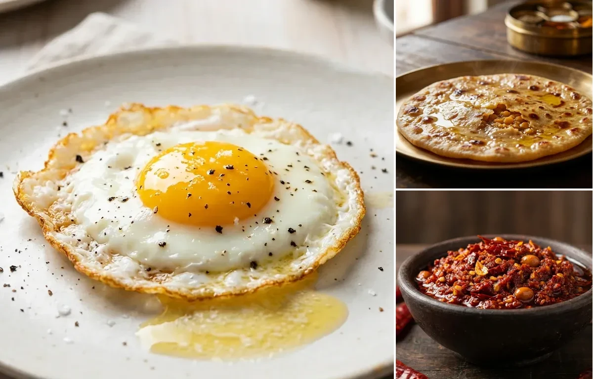 Sunny Side Up with Puran Poli and Lasun Chutney