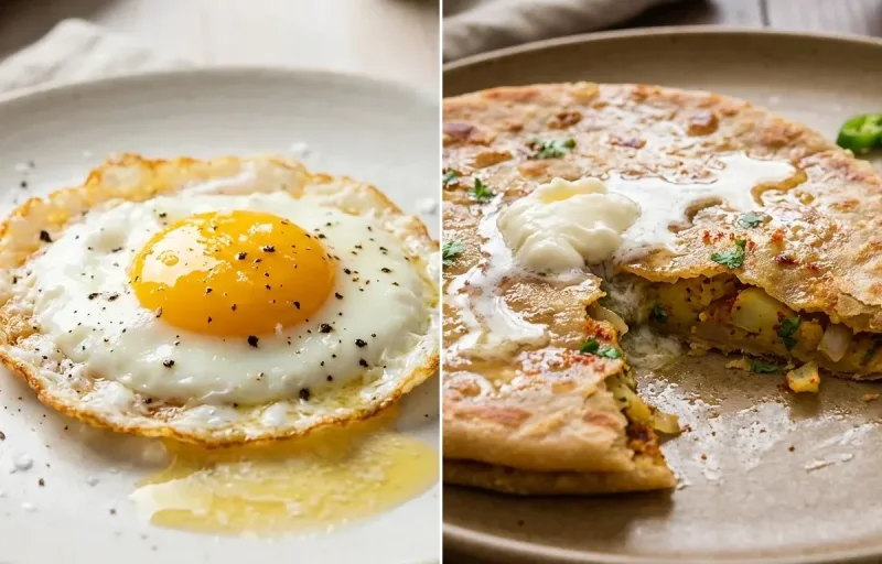 Sunny Side Up with Aloo Paratha