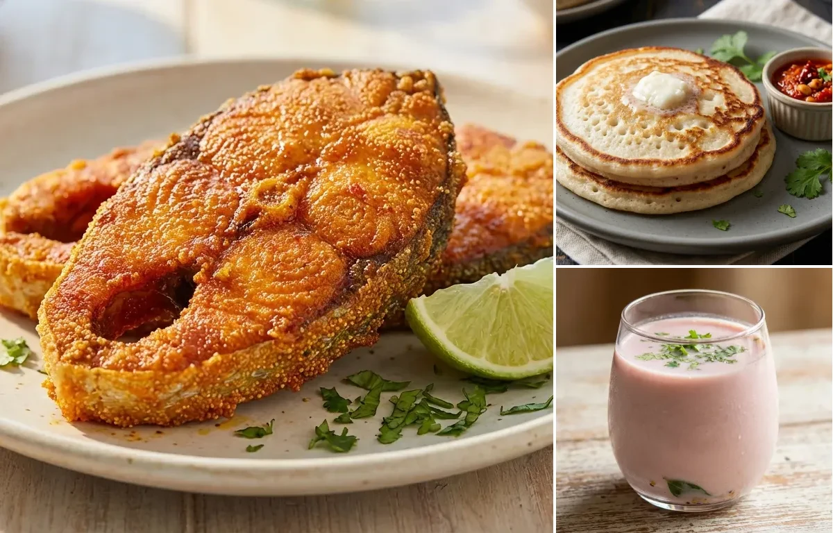 Surmai Rava Fry with Maharashtrian Amboli and Sol Kadhi