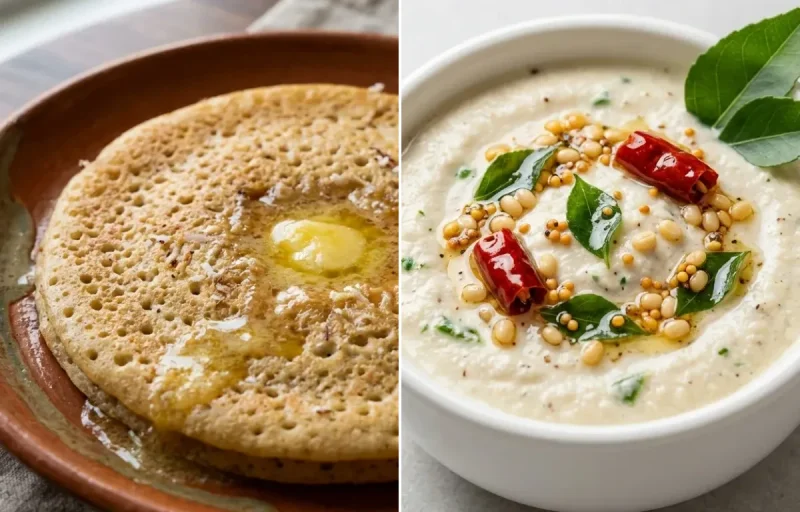 Surnali Dosa with Coconut Chutney