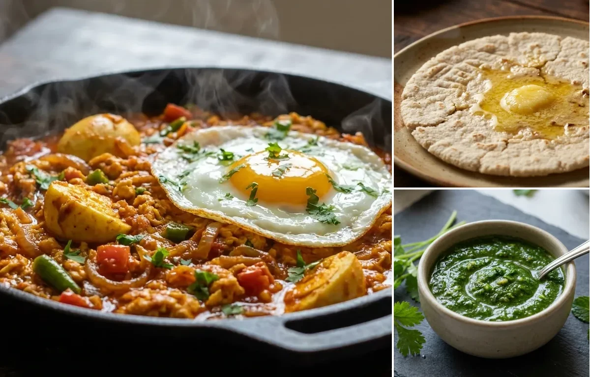Surti Egg Ghotalo with Jowar Bhakri and Coriander Mint Chutney