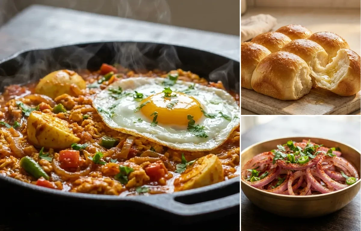 Surti Egg Ghotalo with Ladi Pav and Onion Salad