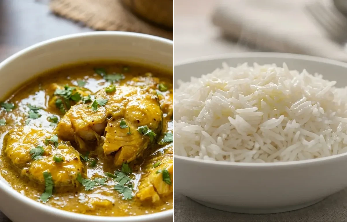 Surti Machhi nu Saak with Steamed Basmati Rice