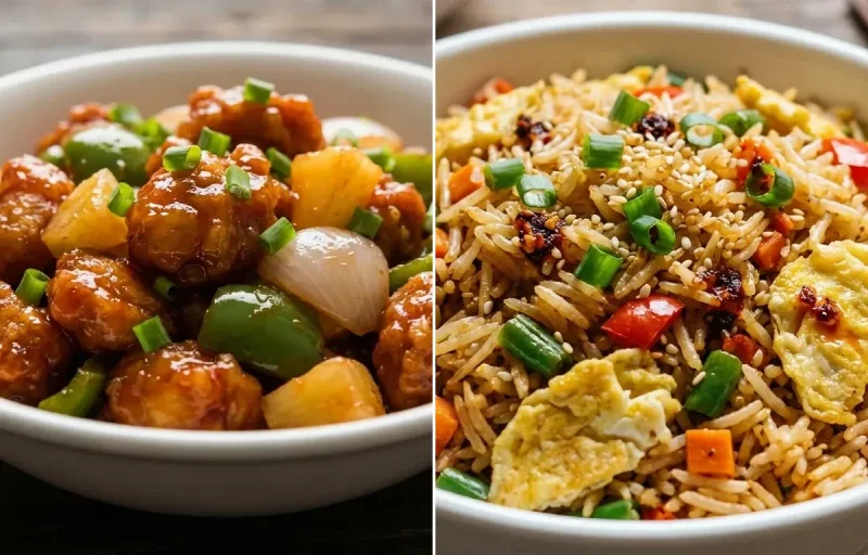 Sweet and Sour Chicken with Egg Fried Rice