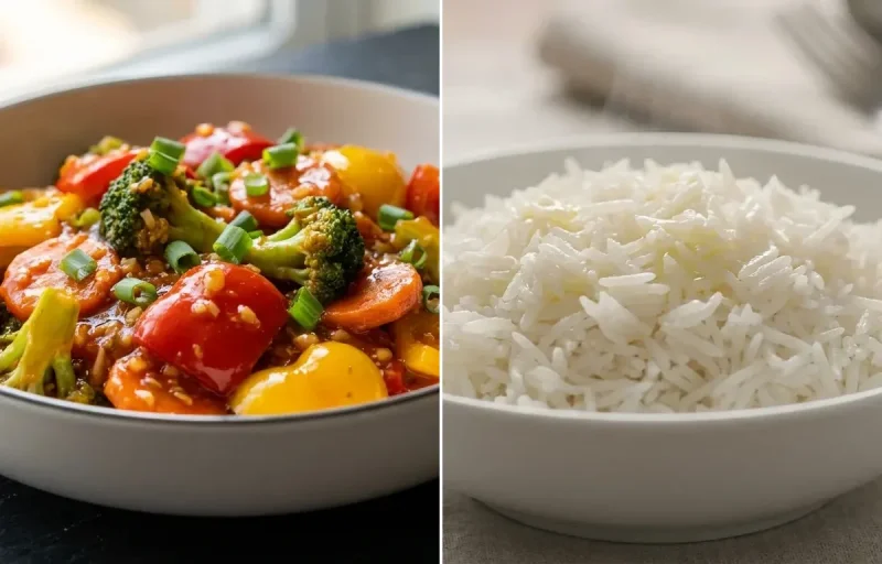 Sweet and Sour Vegetables with Steamed Basmati Rice