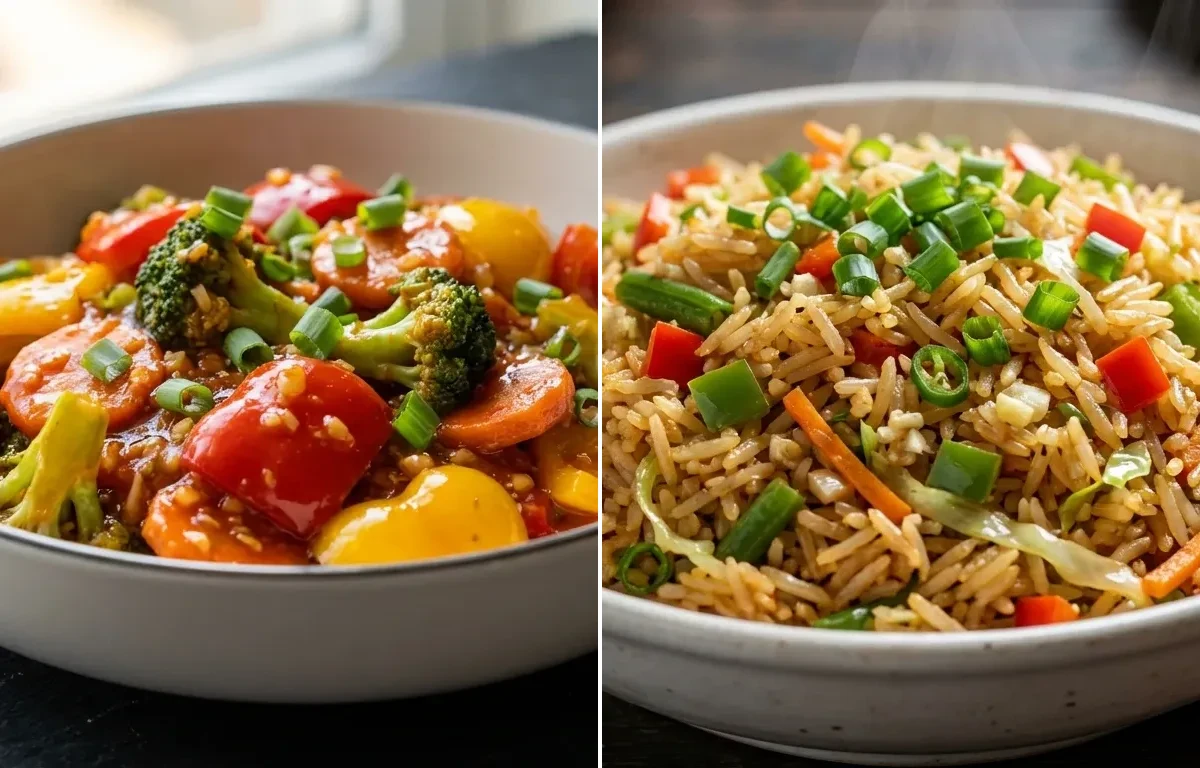 Sweet and Sour Vegetables with Veg Fried Rice