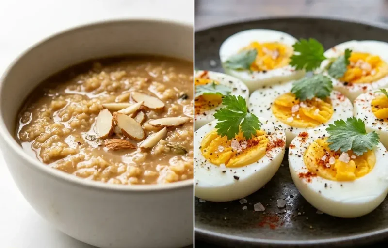 Sweet Dalia Kheer with Boiled Egg