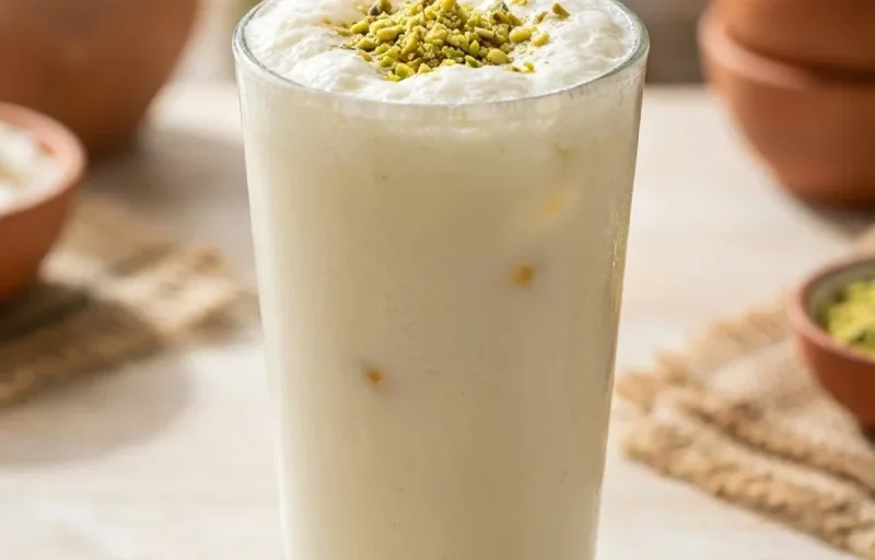 Sweet Lassi with Smashed Chickpea Toast