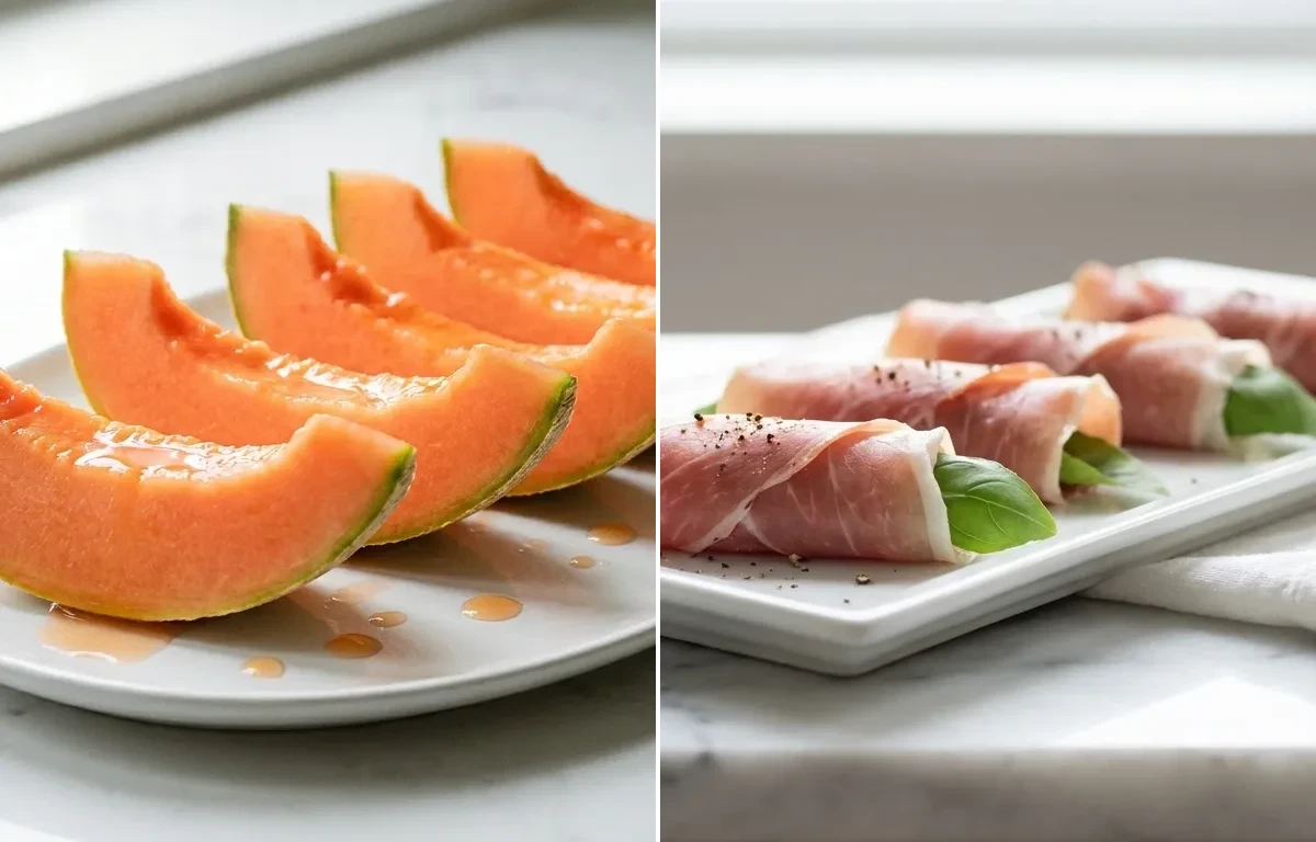 Sweet Melon Wedges with Prosciutto Wraps
