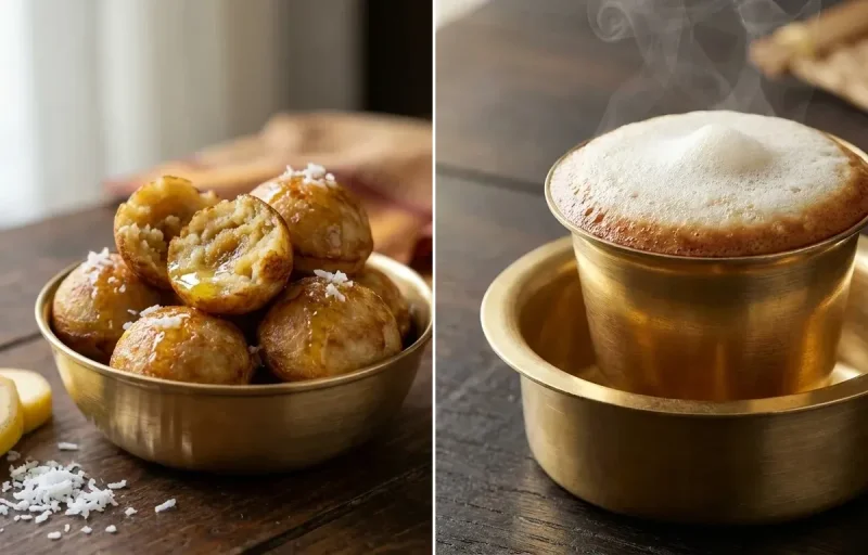 Sweet Paniyaram with Filter Coffee