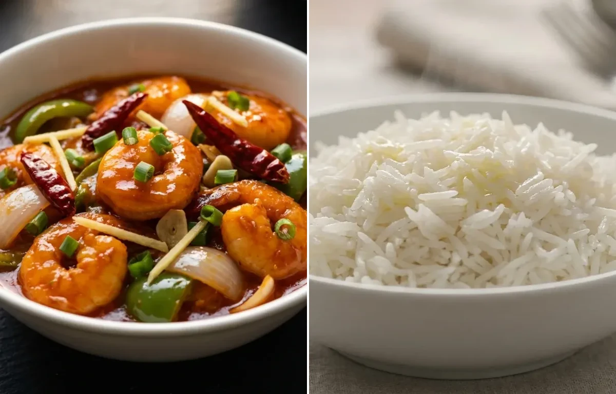 Szechuan Prawn Gravy with Steamed Basmati Rice