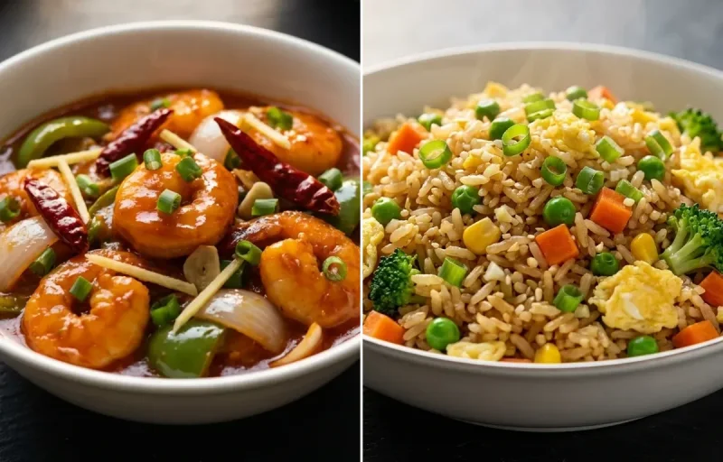 Szechuan Prawn Gravy with Vegetable Fried Rice