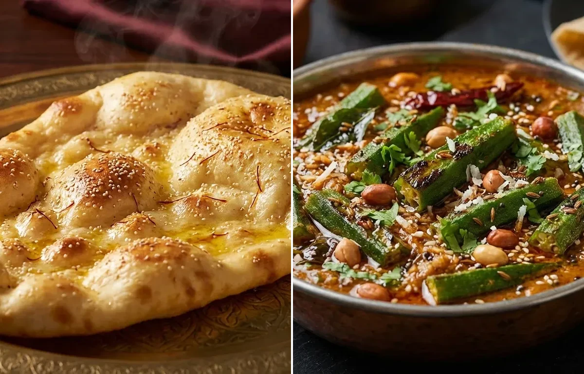 Taftan Bread with Bhindi Salan
