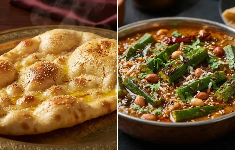 Taftan Bread with Bhindi Salan