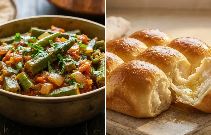 Tamatey mein Bheeda with Ladi Pav
