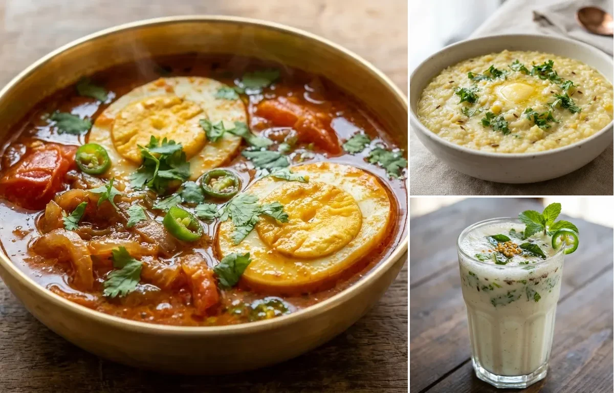 Tameta Inda nu Shaak with Moong Dal Khichdi and Masala Chaas