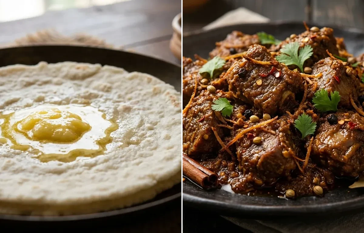 Tandalachi Bhakri with Mutton Sukha