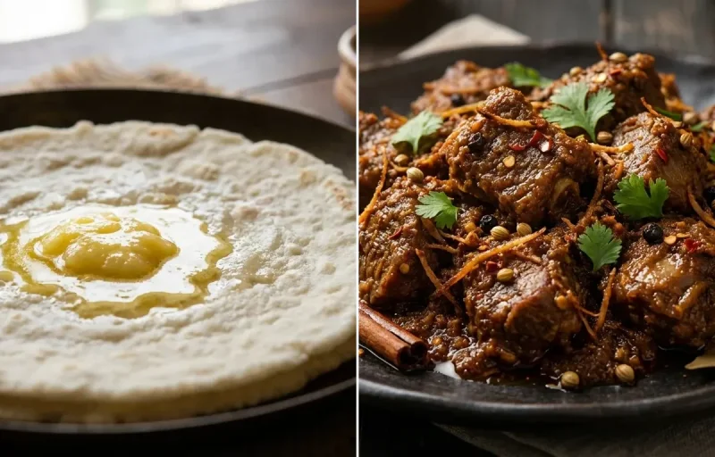 Tandalachi Bhakri with Mutton Sukha