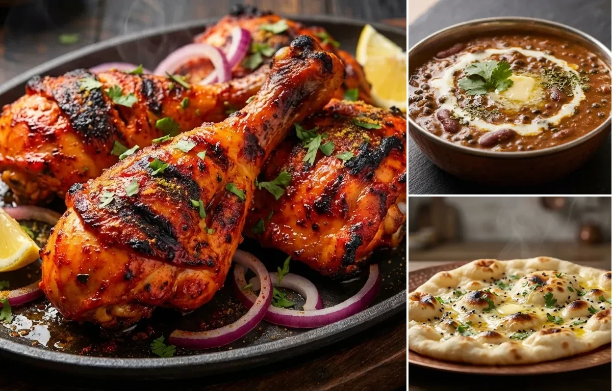 Tandoori Chicken with Dal Makhani and Butter Naan