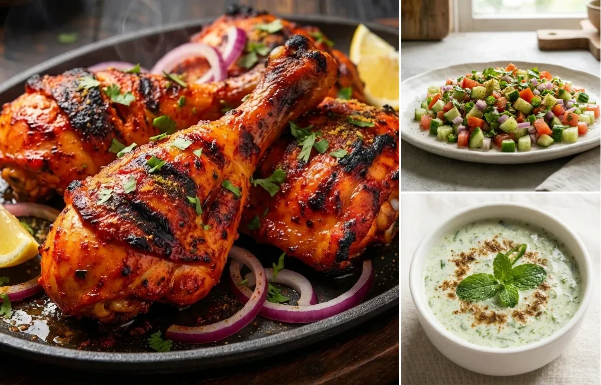 Tandoori Chicken, Kachumber Salad and Mint Raita