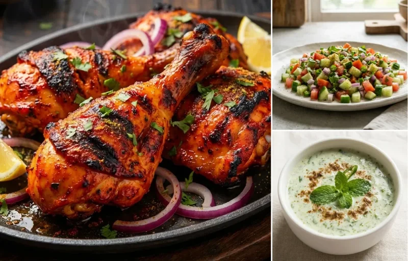 Tandoori Chicken, Kachumber Salad and Mint Raita