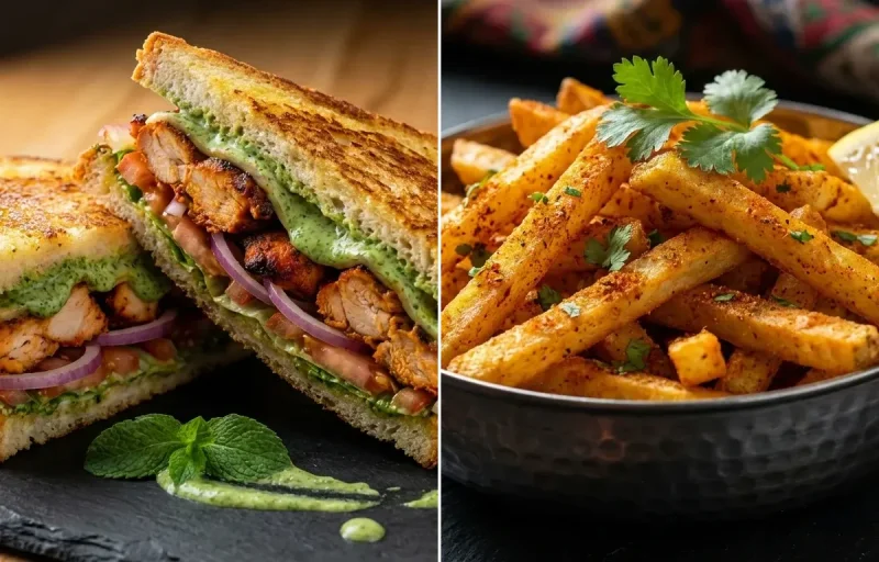 Tandoori Chicken Sandwich with Masala Fries