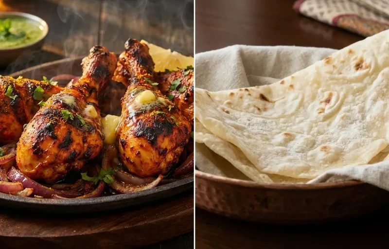 Tandoori Tangdi Kebab with Roomali Roti