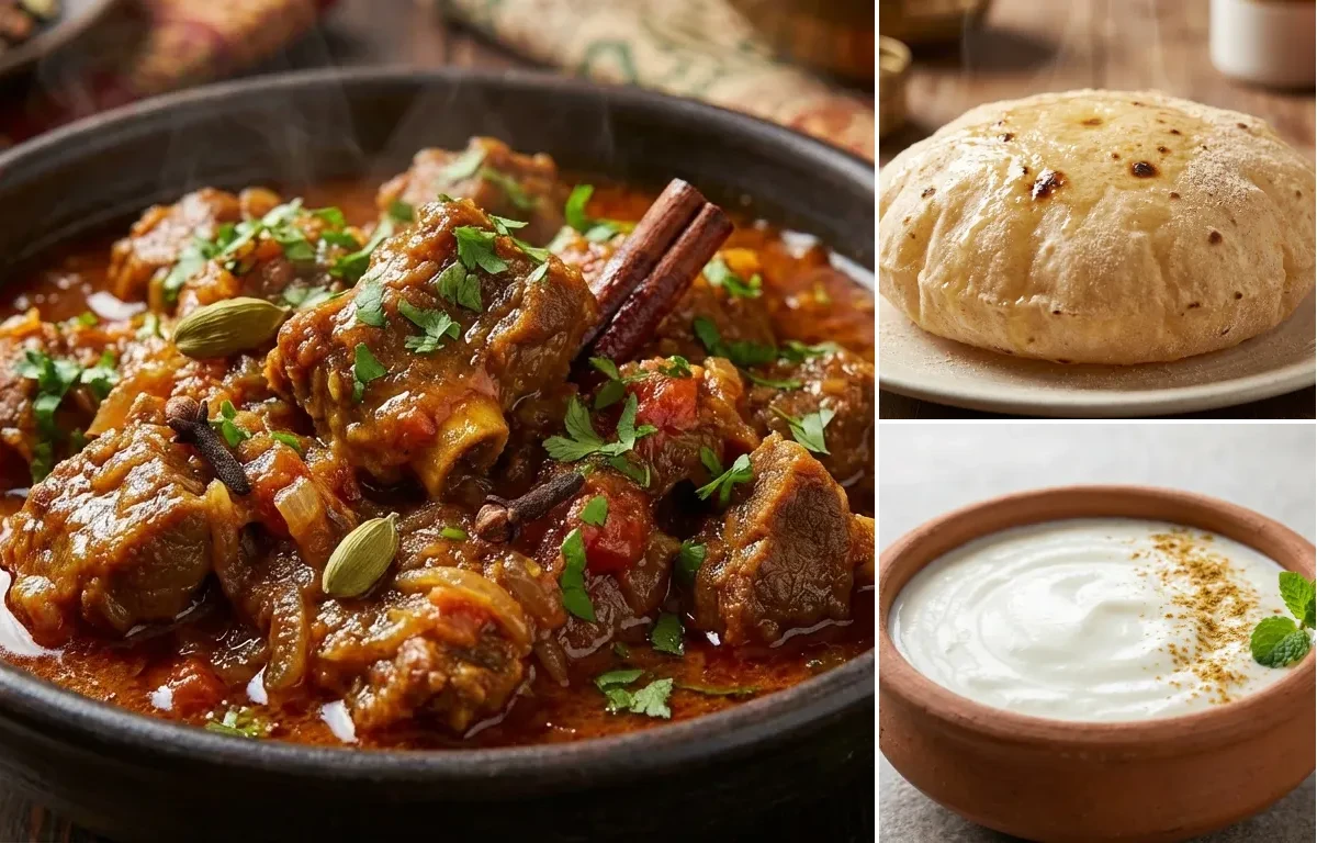 Taryal Teewan with Phulka and Dahi