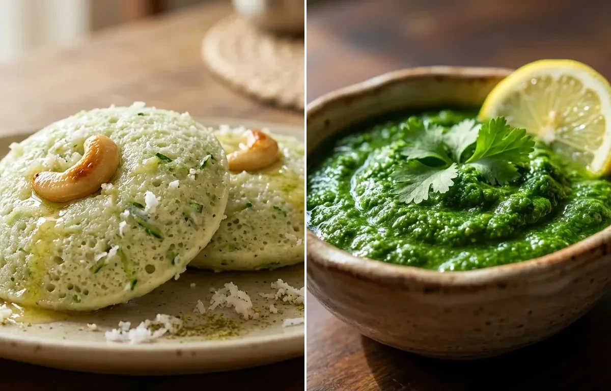 Taushe Idli with Coriander Chutney