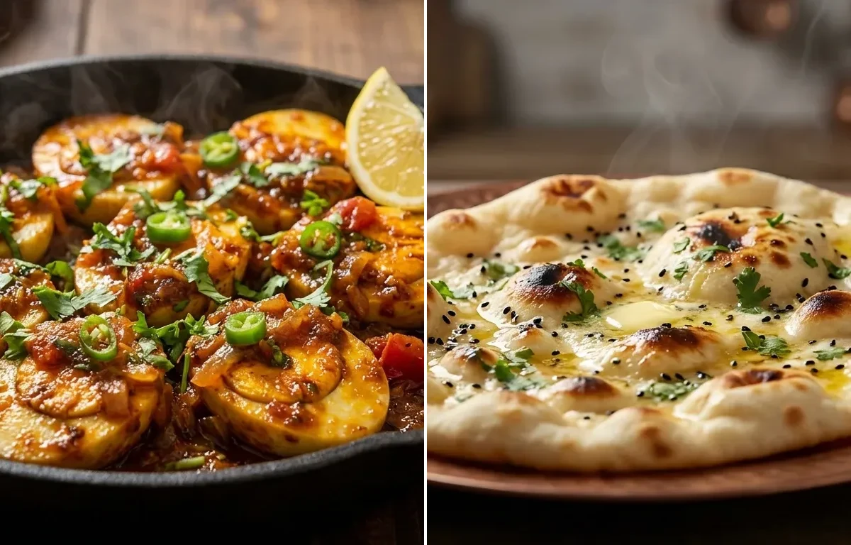 Tawa Egg Masala Fry with Butter Naan