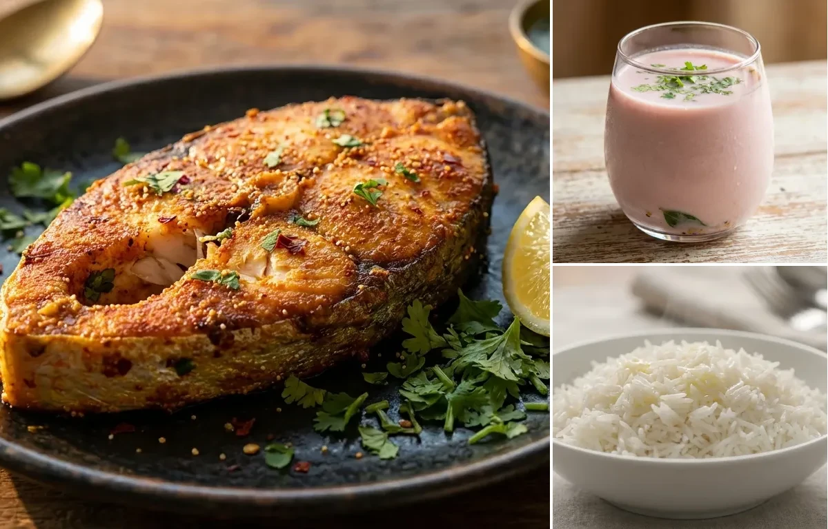 Tawa Surmai with Sol Kadhi and Steamed Basmati Rice