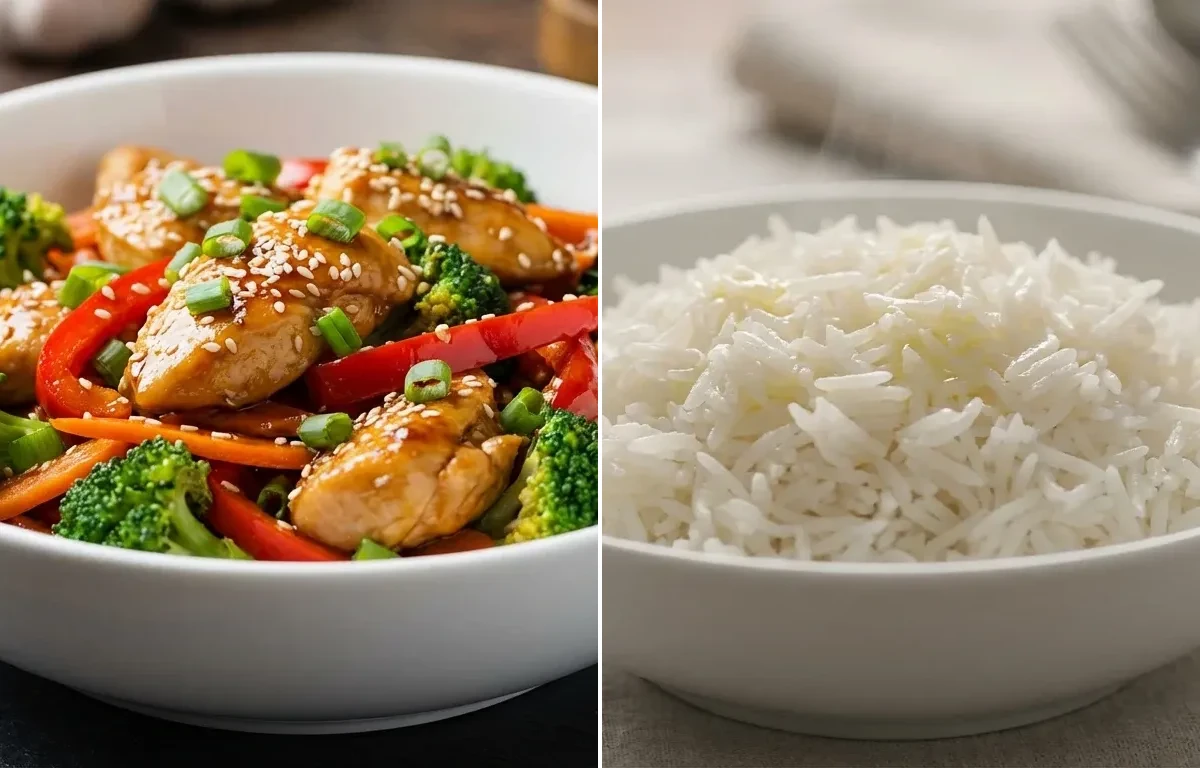 Teriyaki Chicken Stir-fry with Steamed Basmati Rice