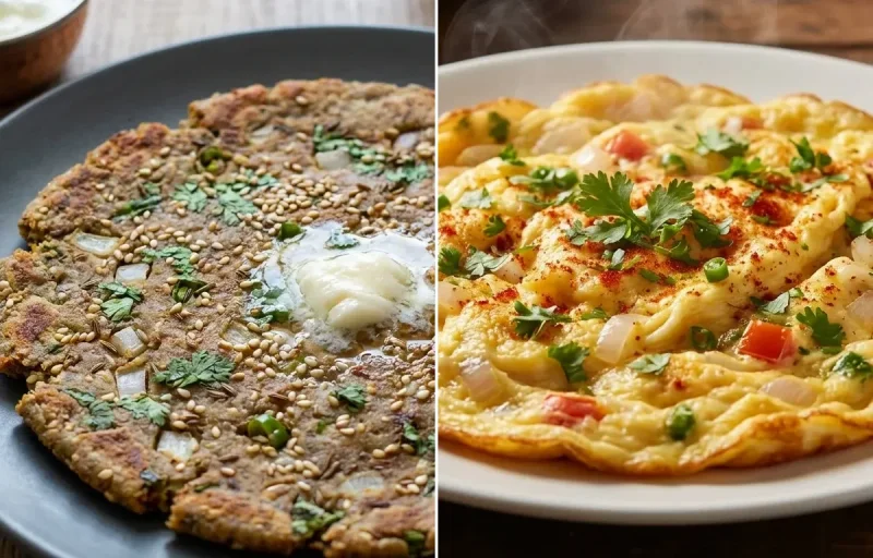 Thalipeeth with Masala Omelette