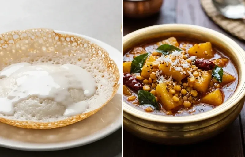 Thengai Paal Appam with Pineapple Gojju