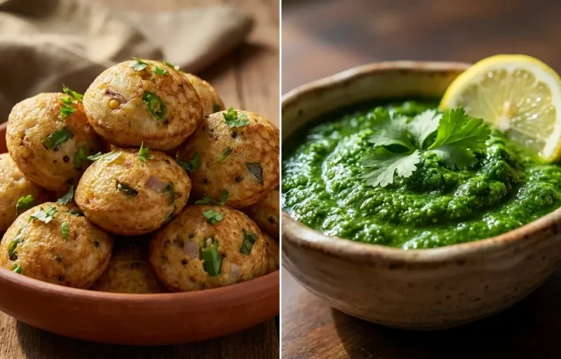 Thinai Paniyaram with Coriander Chutney