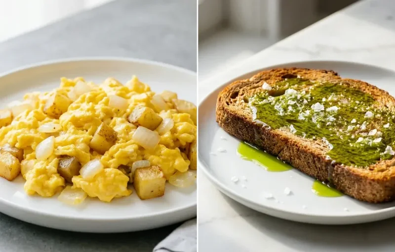Three Egg Scramble with Potatoes and Onions