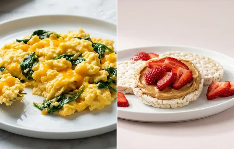 Three Egg Scramble with Spinach and Cheddar
