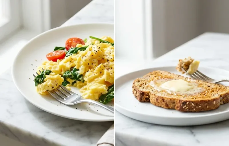 Three Egg Scramble with Spinach and Tomato