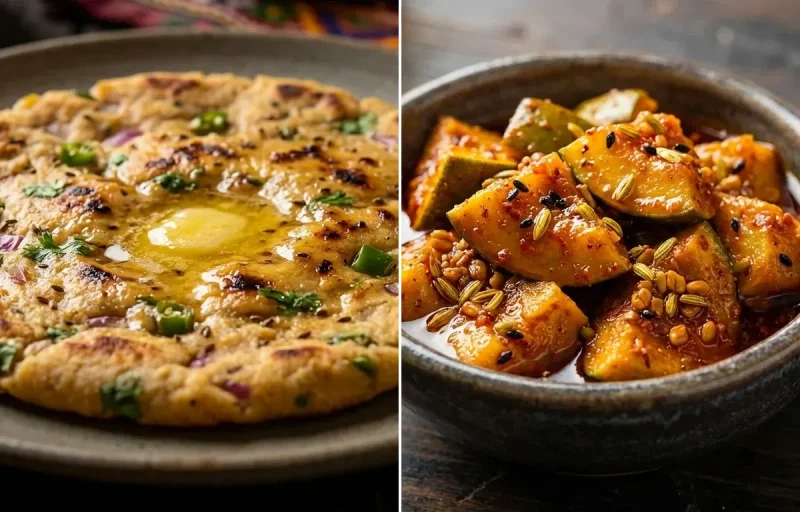 Tikkad with Aam ka Achar