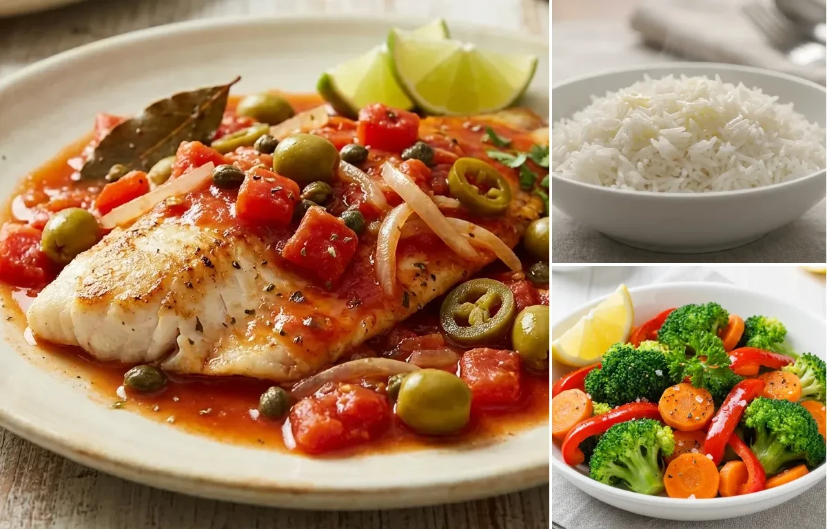 Tilapia Veracruz with Steamed Basmati Rice and Steamed Vegetables