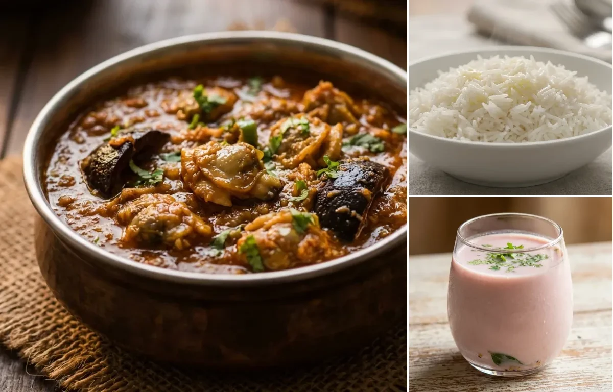 Tisrya Masala with Steamed Basmati Rice and Sol Kadhi