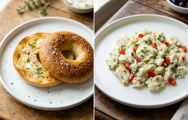 Toasted Plain Bagel with Scrambled Egg Whites