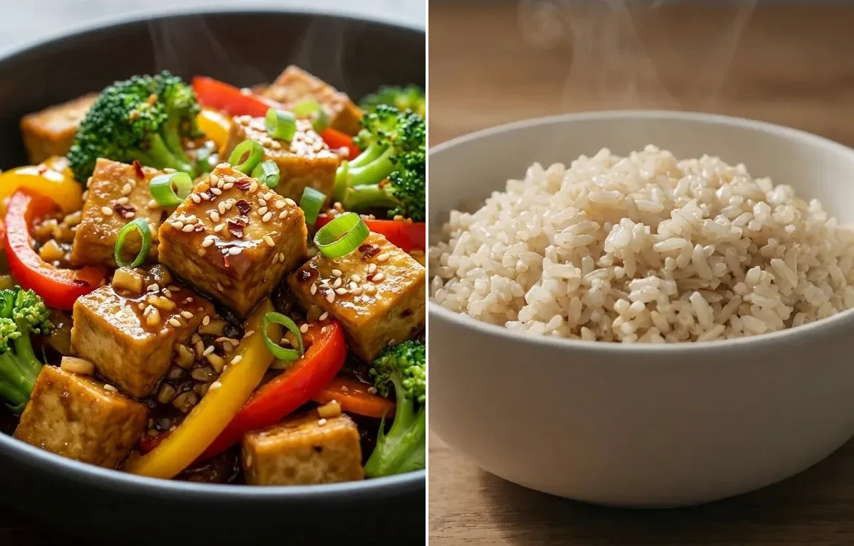 Tofu and Vegetable Stir-Fry with Brown Rice