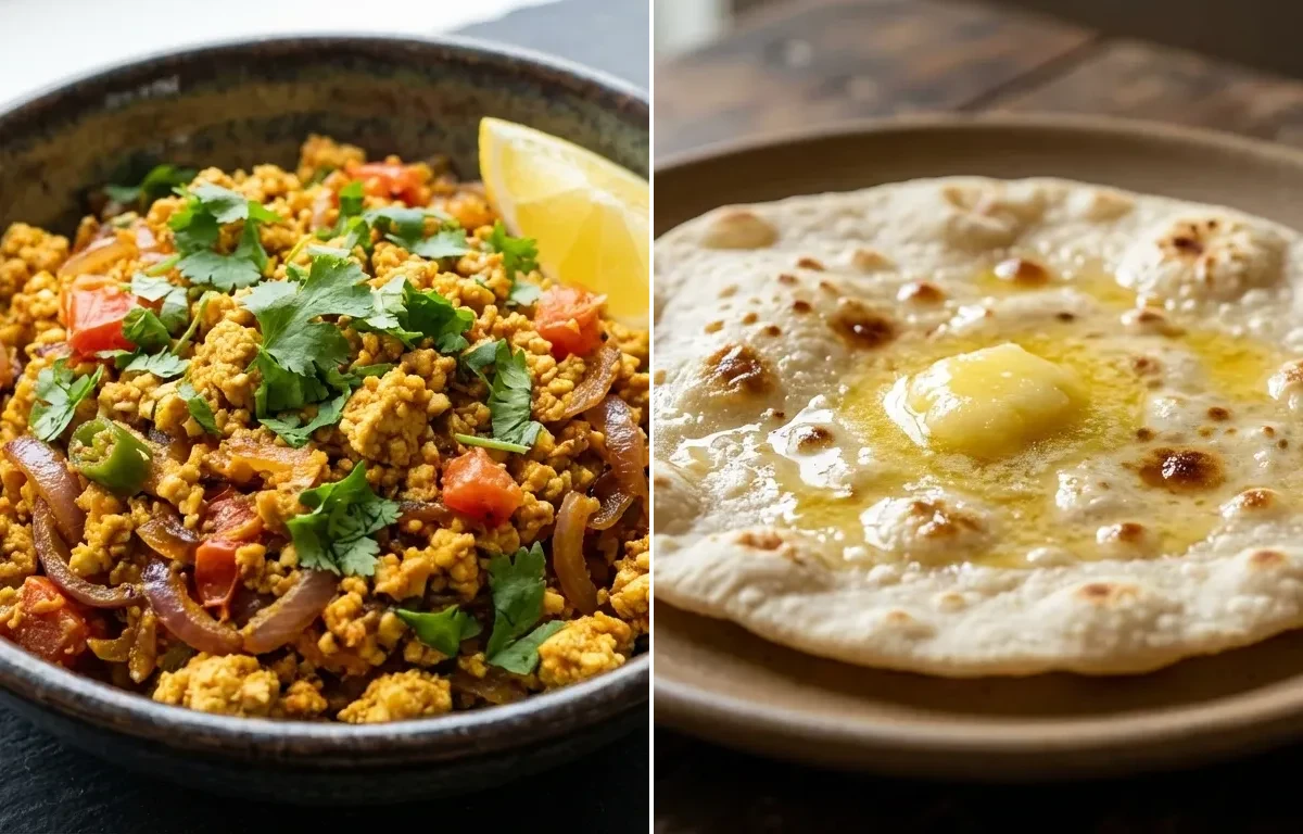 Tofu Bhurji with Jowar Roti and Vegetable Veg Stir-Fry