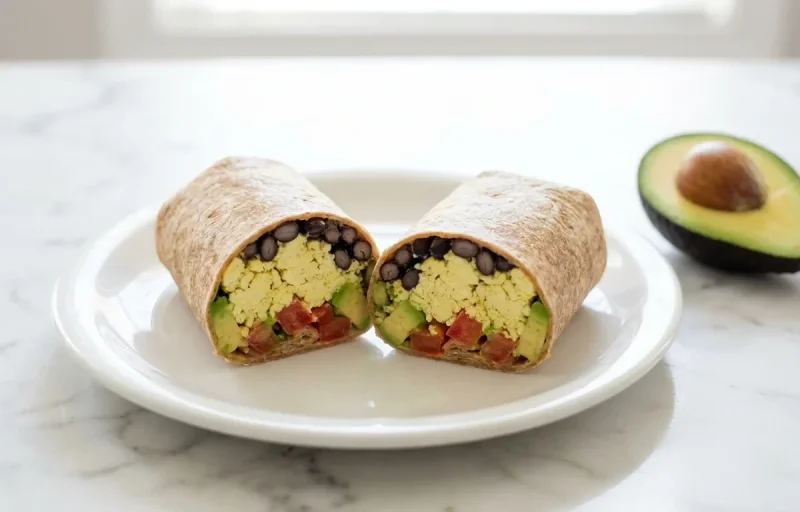 Tofu Burrito with Beans and Avocado