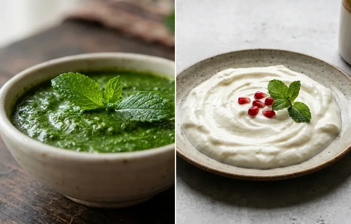Tofu Chilla Wrap with Mint Chutney and Plain Curd