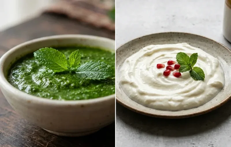 Tofu Chilla Wrap with Mint Chutney and Plain Curd